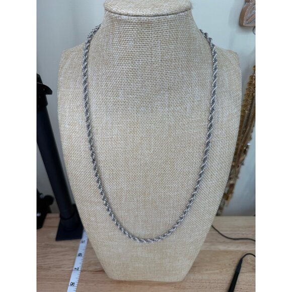 Monet Silver Tone Rope Chain Necklace 24" Vintage Jewelry Classic Design - Picture 5 of 7
